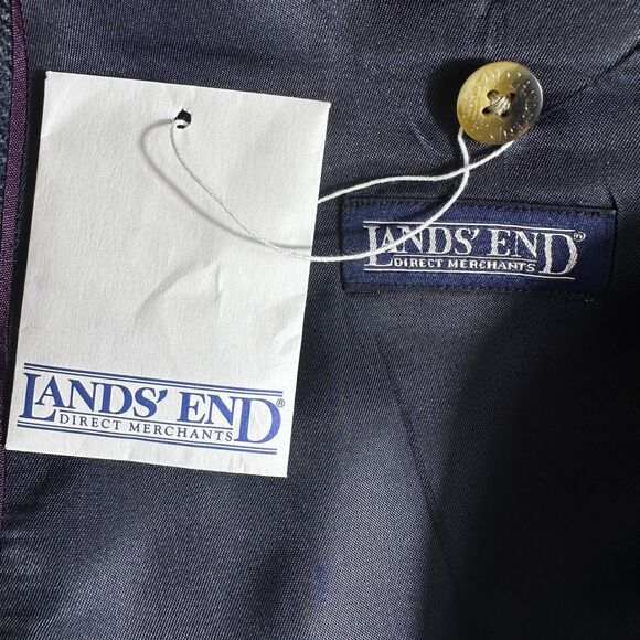 LANDS END Vintage Mans Blazer Sport coat Two button jacket 42R TWEED WOOL Navy - Picture 11 of 13